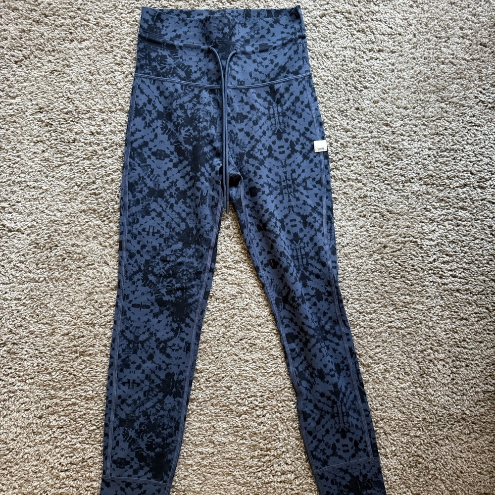 Blue Patterned High-Waisted Leggings